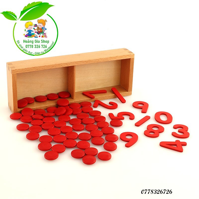 Hộp số cắt rời và hạt đếm Montessori (Cut-out Numerals and counters)