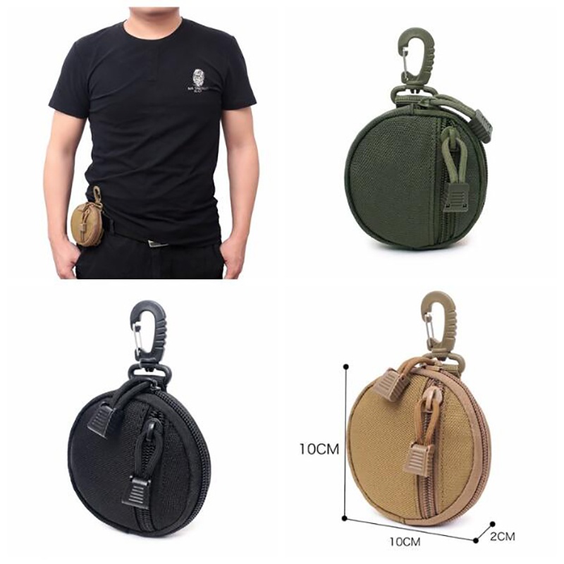 Túi đựng tai nghe tiền xu dáng tròn phong cách quân đội chìa khóa,Ví Đựng Mini có móc gài với nhiều màu tùy chọn Khóa Tiện Lợi tiền xu đa năng Ví Đựng