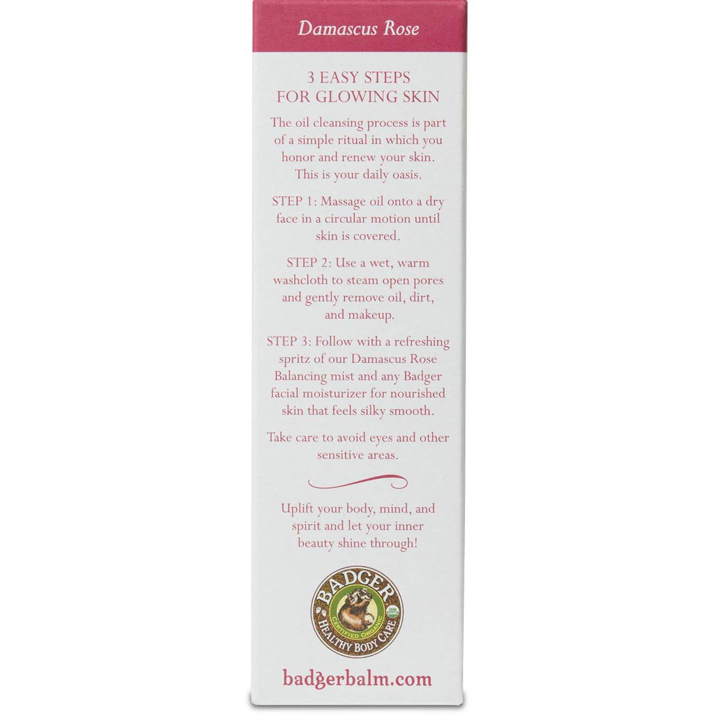 Dầu Rửa Mặt Tẩy Trang Hữu Cơ BADGER - Damascus Rose Cleansing Oil - 59.1ml [USDA Organic]