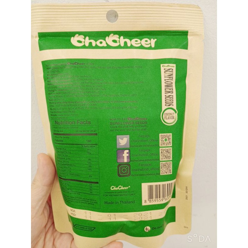 Hạt Hướng Dương Chacheer Vị Dừa Gói 130g