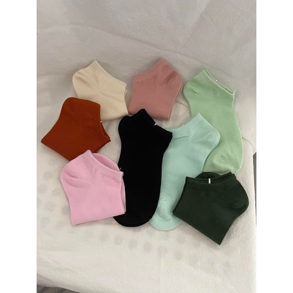 Tất vớ nữ cổ ngắn trơn pastel nhiều màu phong cách Hàn Quốc dễ thương