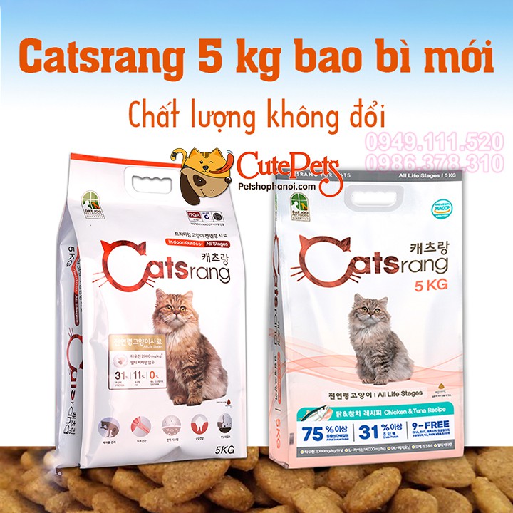 Thức ăn cho mèo Catsrang 2kg Hạt cho mèo mọi lứa tuổi xuất xứ Hàn Quốc - CutePets