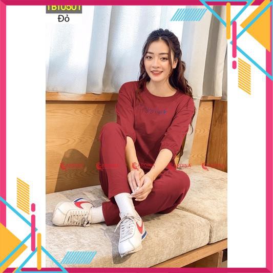 Đồ bộ nữ CARDINA quần dài tay lỡ bộ chun chất cotton cao cấp