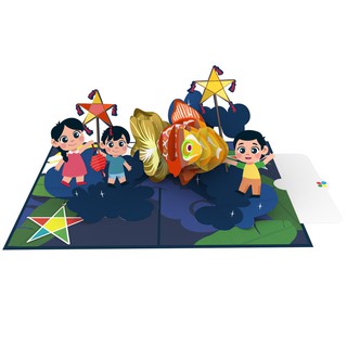 Thiệp 3D pop up Rước Đèn Trung Thu