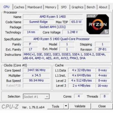 (giá khai trương) Bộ Vi Xử Lý Ryzen 5 1400 4 nhân, 8 luồng - CPU AMD R5 1400 cũ