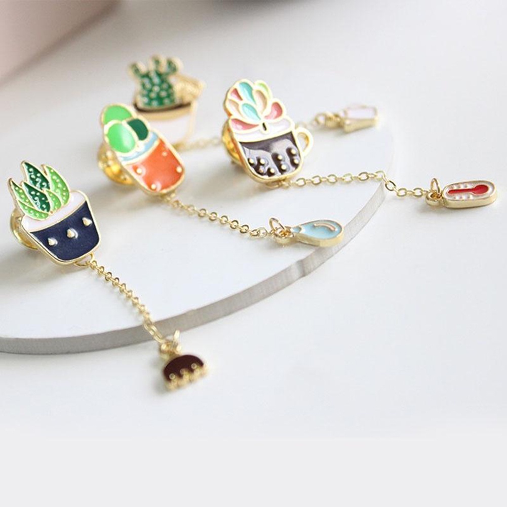 Ghim Cài Áo Hình Chậu Xương Rồng Đáng Yêu