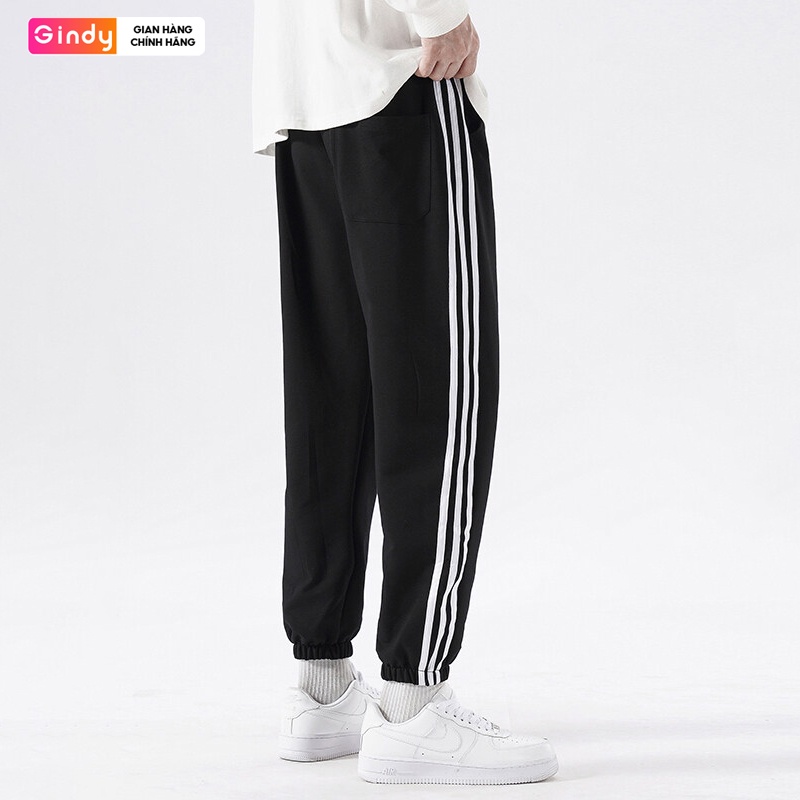 Quần jogger nam nữ boom GINDY thể thao chất nỉ da cá kẻ sọc phong cách unisex cá tính thời trang thu đông QN001