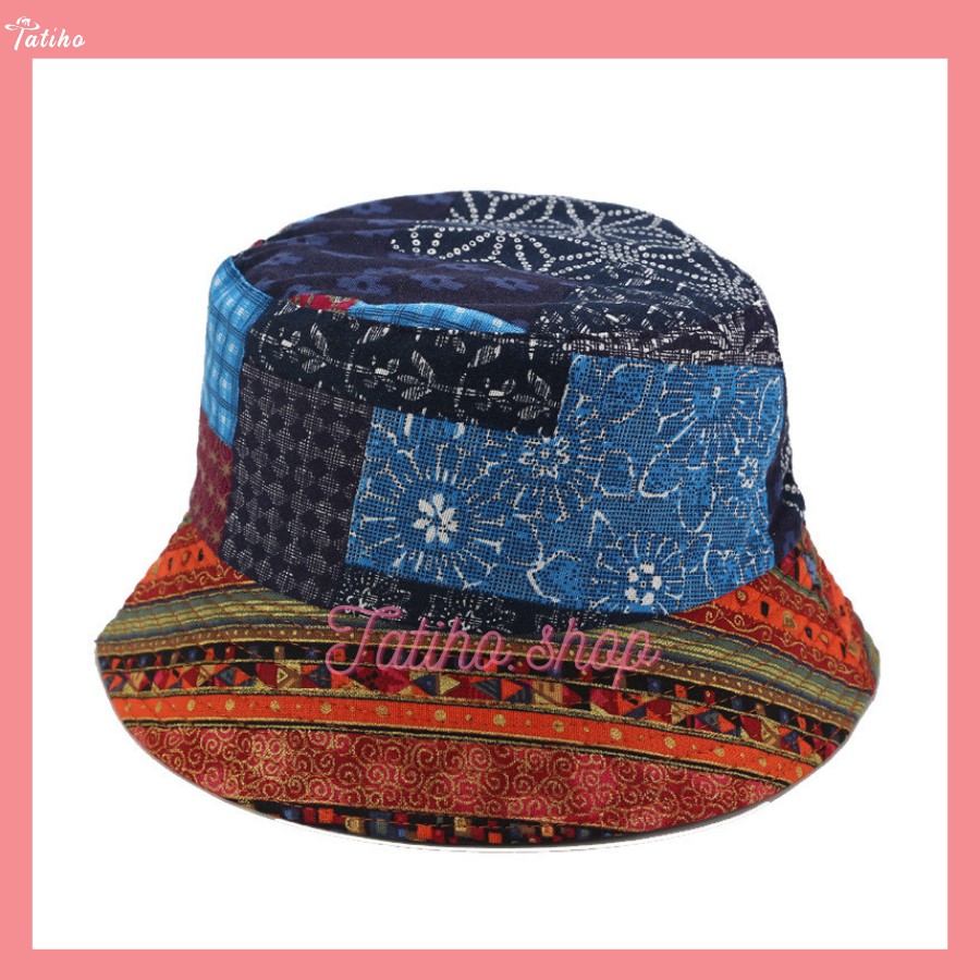 [Hàng Xịn, Giá Tốt] Mũ Nón Bucket Vành Ngắn Họa Tiết Thổ Cẩm Nhiều Màu - Mã NV012