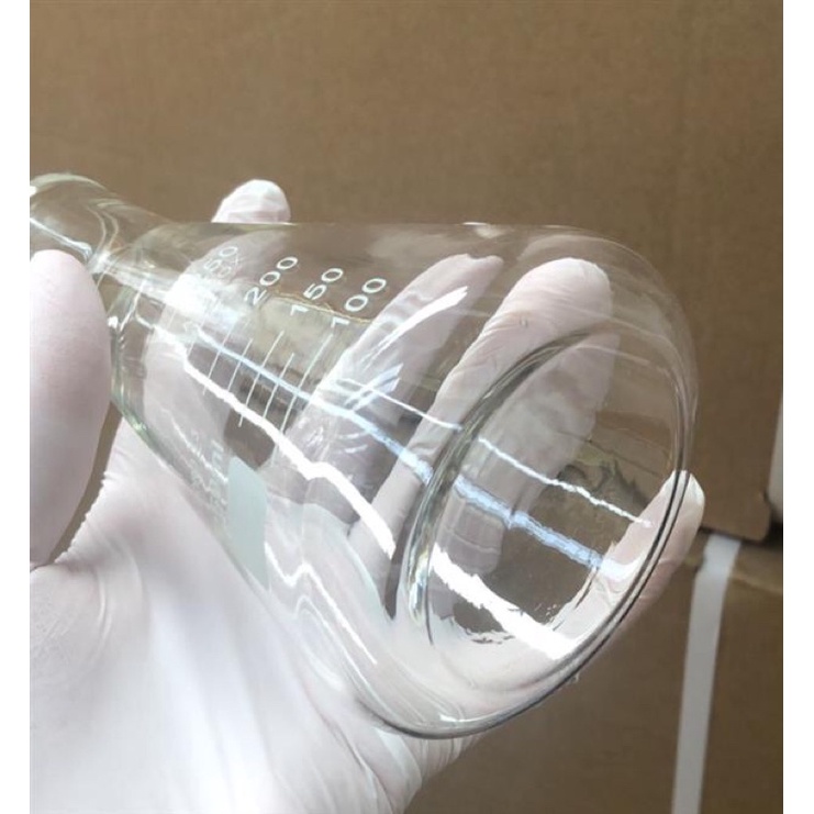 Bình tam giác thủy tinh, Erlenmeyer, bình nón thủy tinh cổ trơn chịu nhiệt