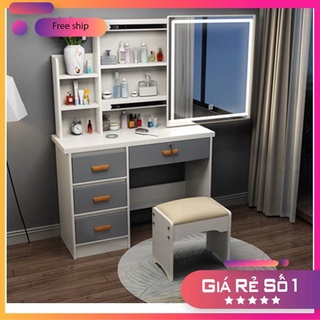 Bàn trang điểm có đèn LED phong cách hiện đại kèm ghế, Bàn phấn gỗ gương trượt thông minh DH-BGK2054