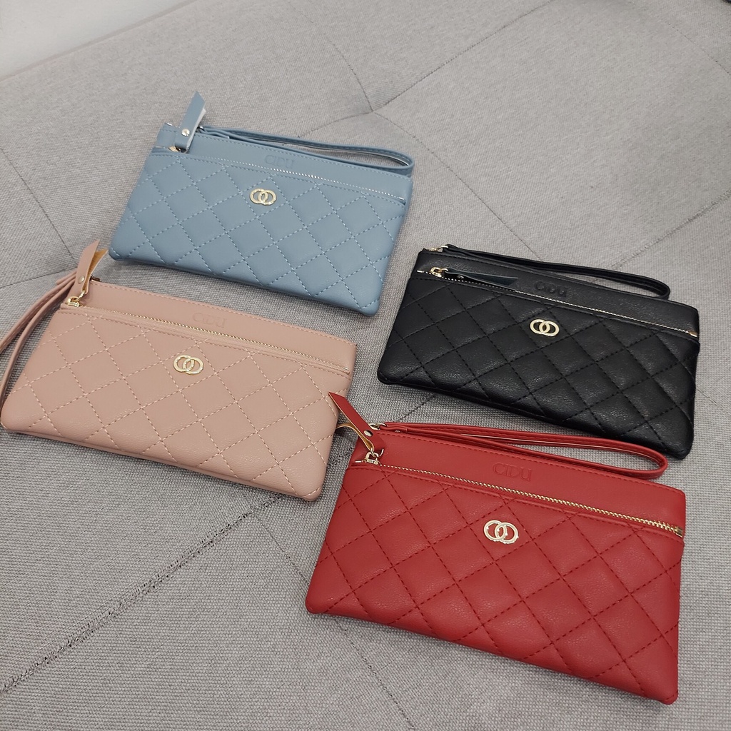 Ví Nữ Khóa Kéo Họa Tiết Hình Thoi Cidu Vn08