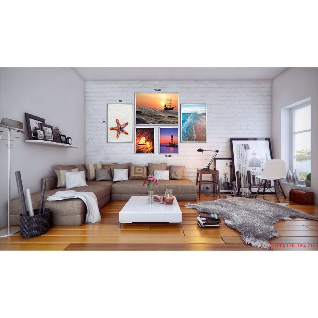 TRANH BỘ 5 TREO TƯỜNG CỠ ĐẠI - PHONG CÁCH BẮC ÂU- GIÁ RẺ - MELYHOME- TB51809FMX1