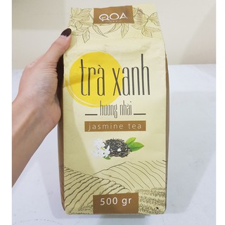 Trà Xanh Hương Nhài QOA gói 500g- TRÀ LÁ PHA TRÀ CHANH SIÊU ĐỈNH