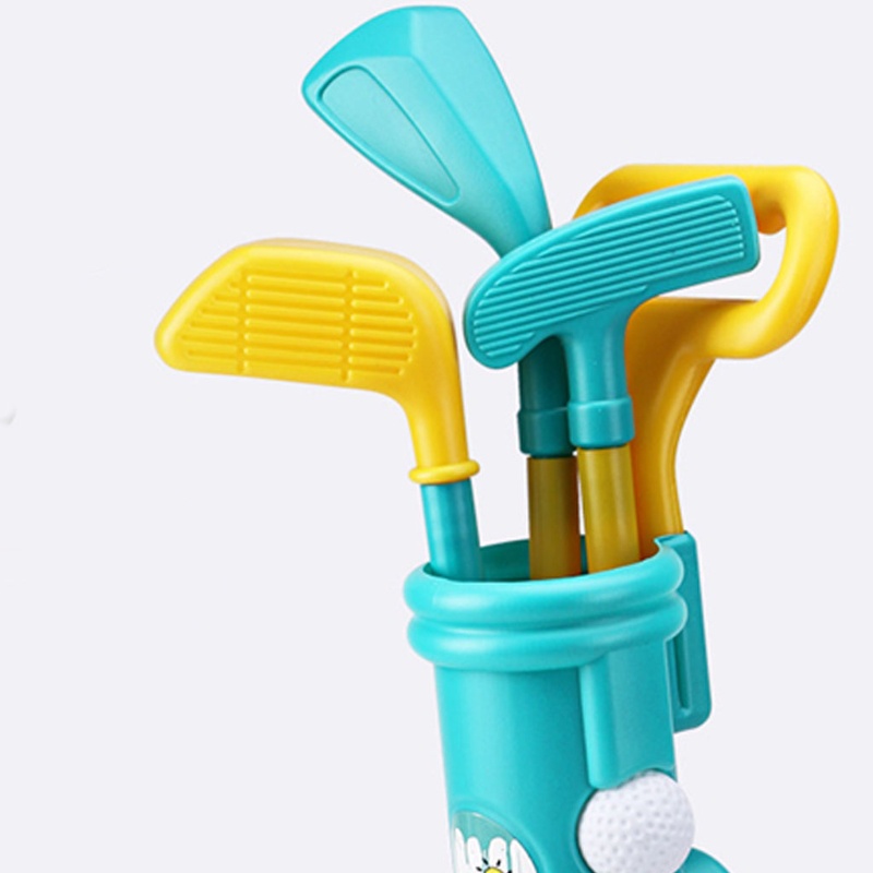 Bộ đồ chơi đánh golf vào lỗ màu xanh lá với bánh xe bằng nhựa cho trẻ em vui chơi thể thao ngoài trời