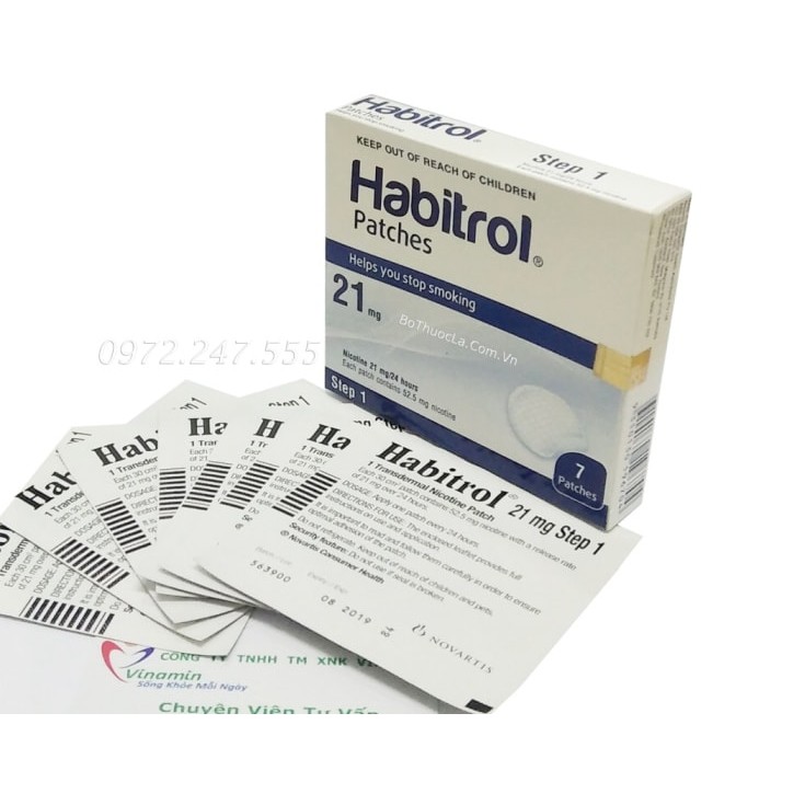 Miếng dán cai thuốc lá habitrol 21mg hàng Nhập Mỹ