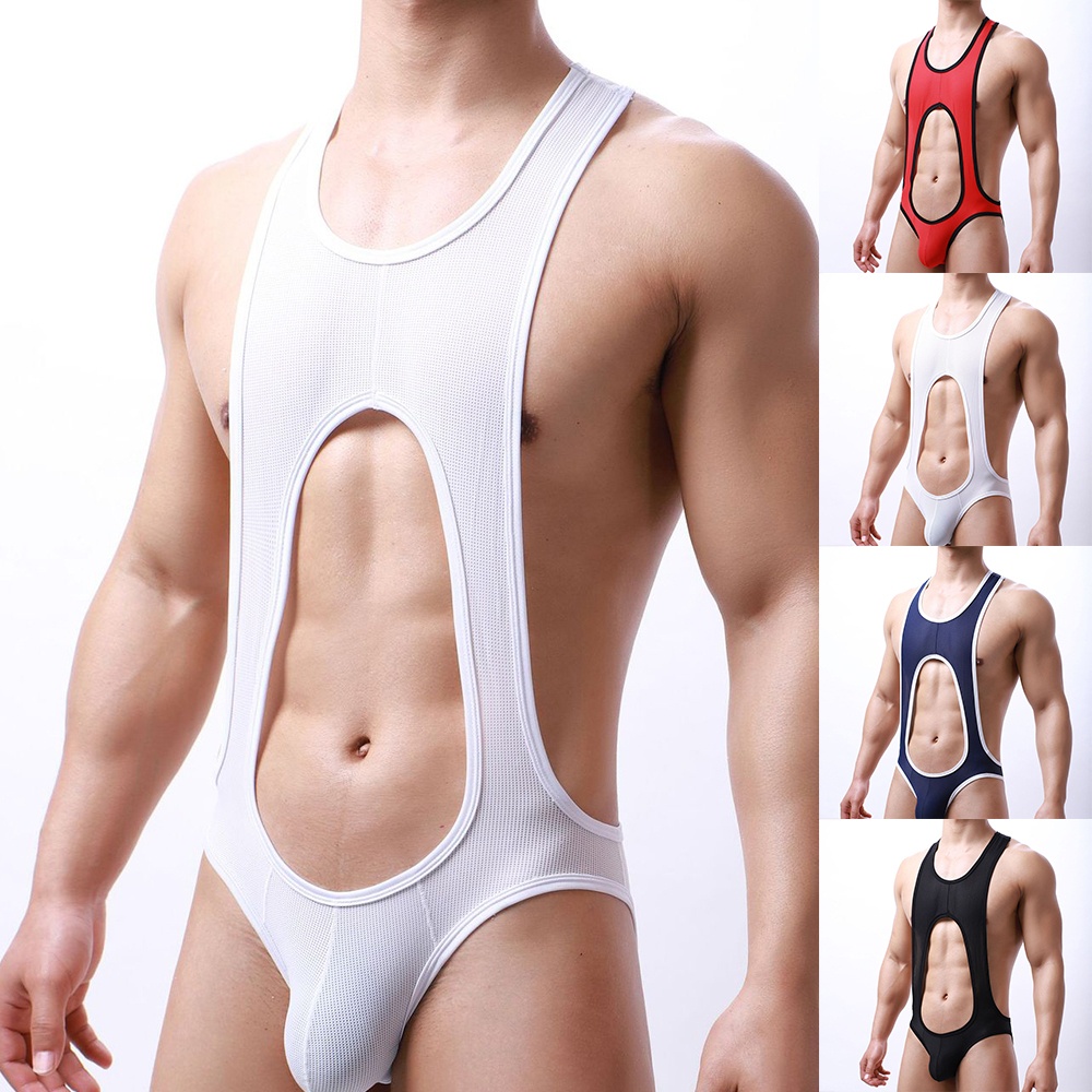 Sexy Men Jockstrap Boxer Leotard Underwear Wrestling Singlet Bodysuit Sportswear