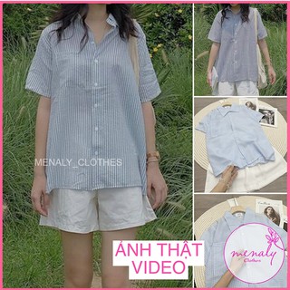 Set style hàn quốc SE024 áo sơ mi nữ ulzzang kết hợp quần sooc phồng rộng cạp cao, mẫu áo kiểu hàn quốc đẹp, dễ thương