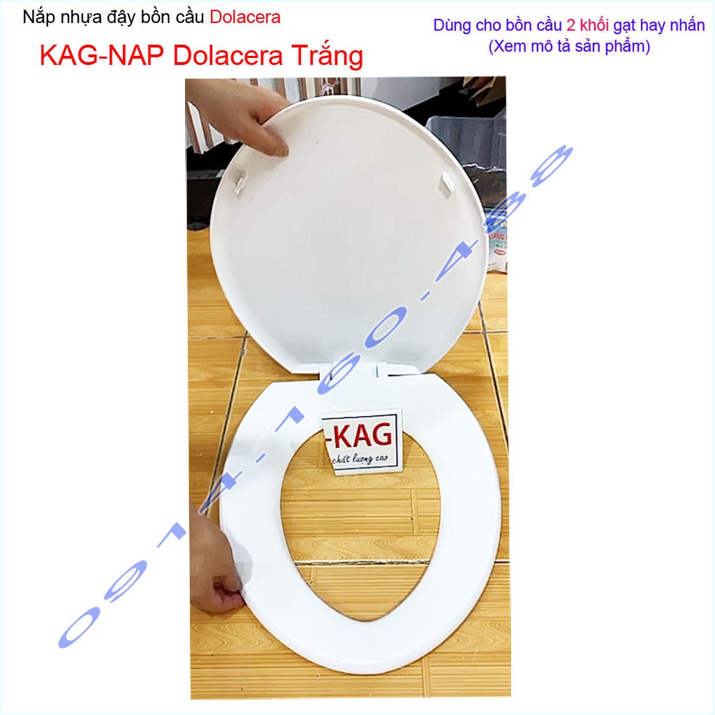 Nắp bồn cầu KAG- NAP Dolacera màu trắng, trọn bộ Nắp ngồi xí bệt 2 khối Dola màu trắng