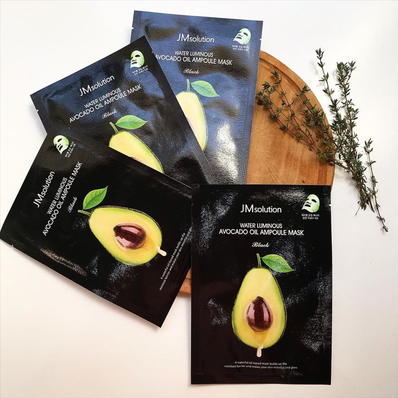 Mặt Nạ Dưỡng Da JMsolution Water Luminous Avocado Oil Ampoule Mask Black Tinh Chất Trái Bơ -
