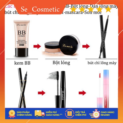 [Chính Hãng] Bộ trang điểm Lameila 6 món cơ bản kem nền, phấn phủ, son kem, mascara, kẻ mày, kẻ mắt bộ makeup tiện lợi