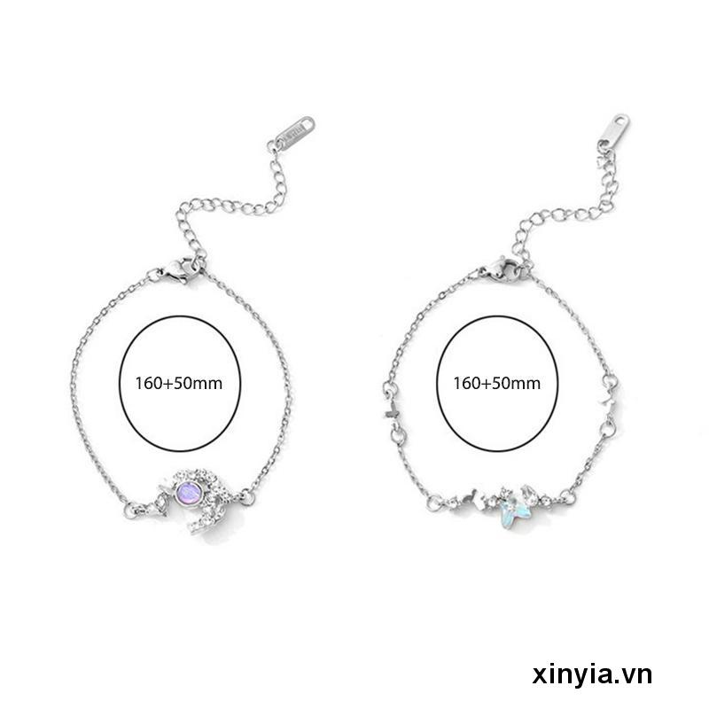 Vòng tay mặt hình bươm bướm/ mặt trăng đính đá lấp lánh phong cách Hàn Quốc dành cho nữ