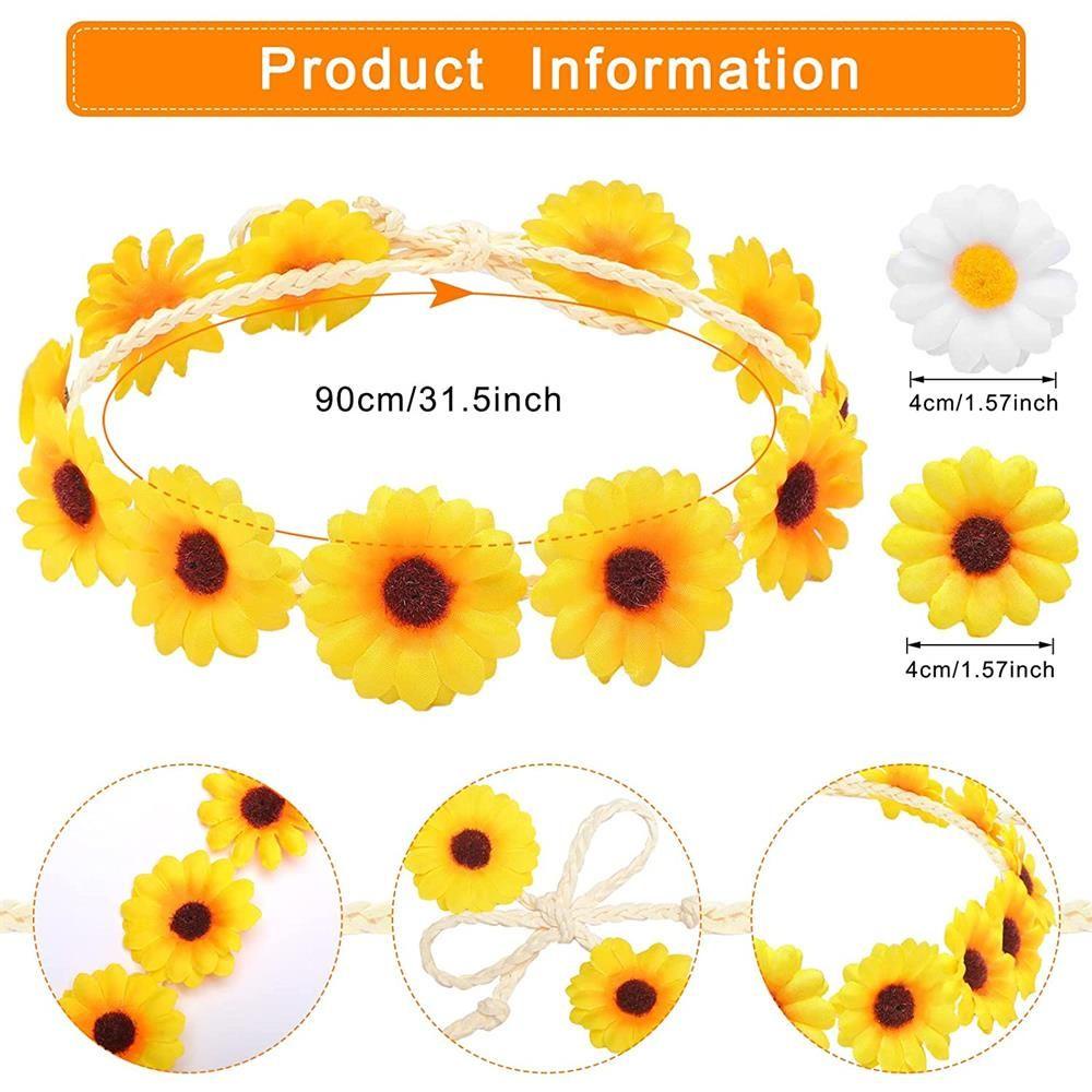Vòng Hoa Hướng Dương Màu Sắc Trắng Bện Tóc Dành Cho Cô Dâu