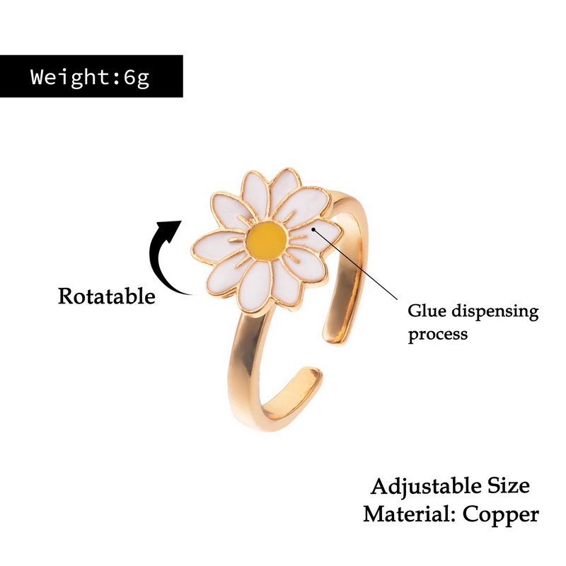 Nhẫn Hở Bằng Đồng Thau Họa Tiết Hoa Cúc Và Bướm Có Thể Điều Chỉnh Được