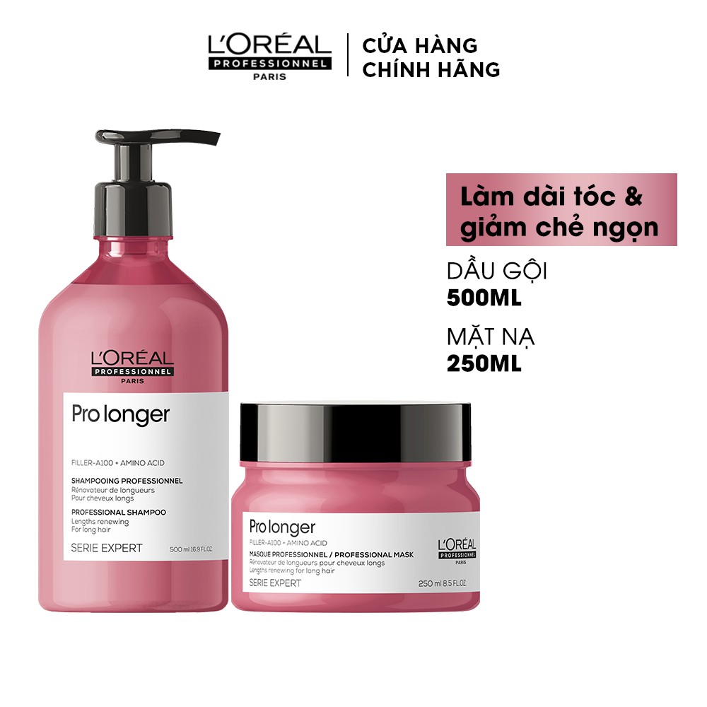 Combo gội và dầu hấp giảm gãy rụng, dưỡng dài và dày tóc L'Oréal Professionnel Serie Expert Pro Longer