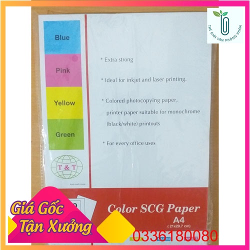 Bìa màu T&T/ A4/160gsm - Bìa loại 1 dày, cứng ( 100 tờ/tập)