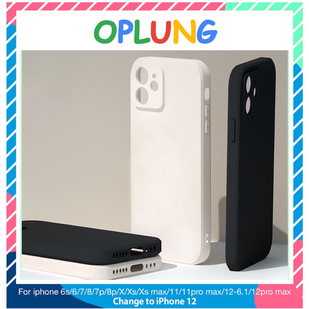 ốp lưng chất liệu mịn che camera viền vuông ốp cho iphone xsmax 6 plus 7 plus 8 plus 12 11 promax 12pro