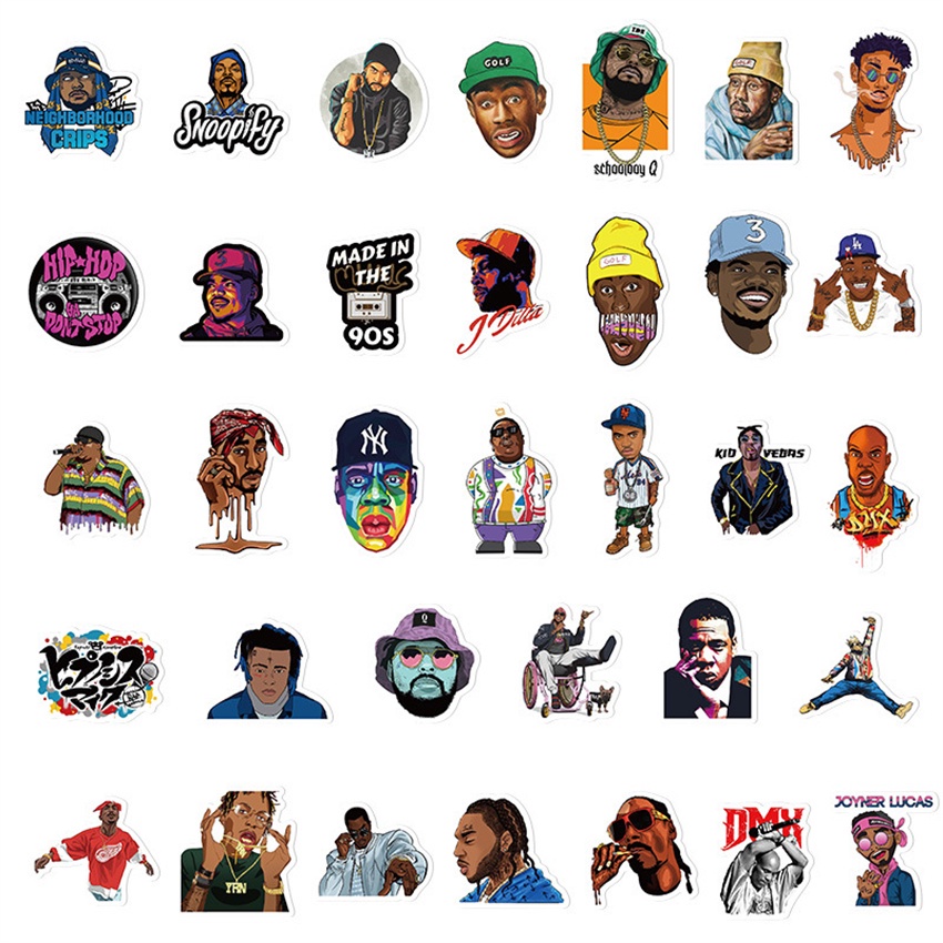 ❉ Sticker Dán Trang Trí Dòng Rap &amp; West Coast Rap 01 Chất Lượng Cao ❉ Bộ 64 Hình Dán Chống Thấm Nước Thời Trang