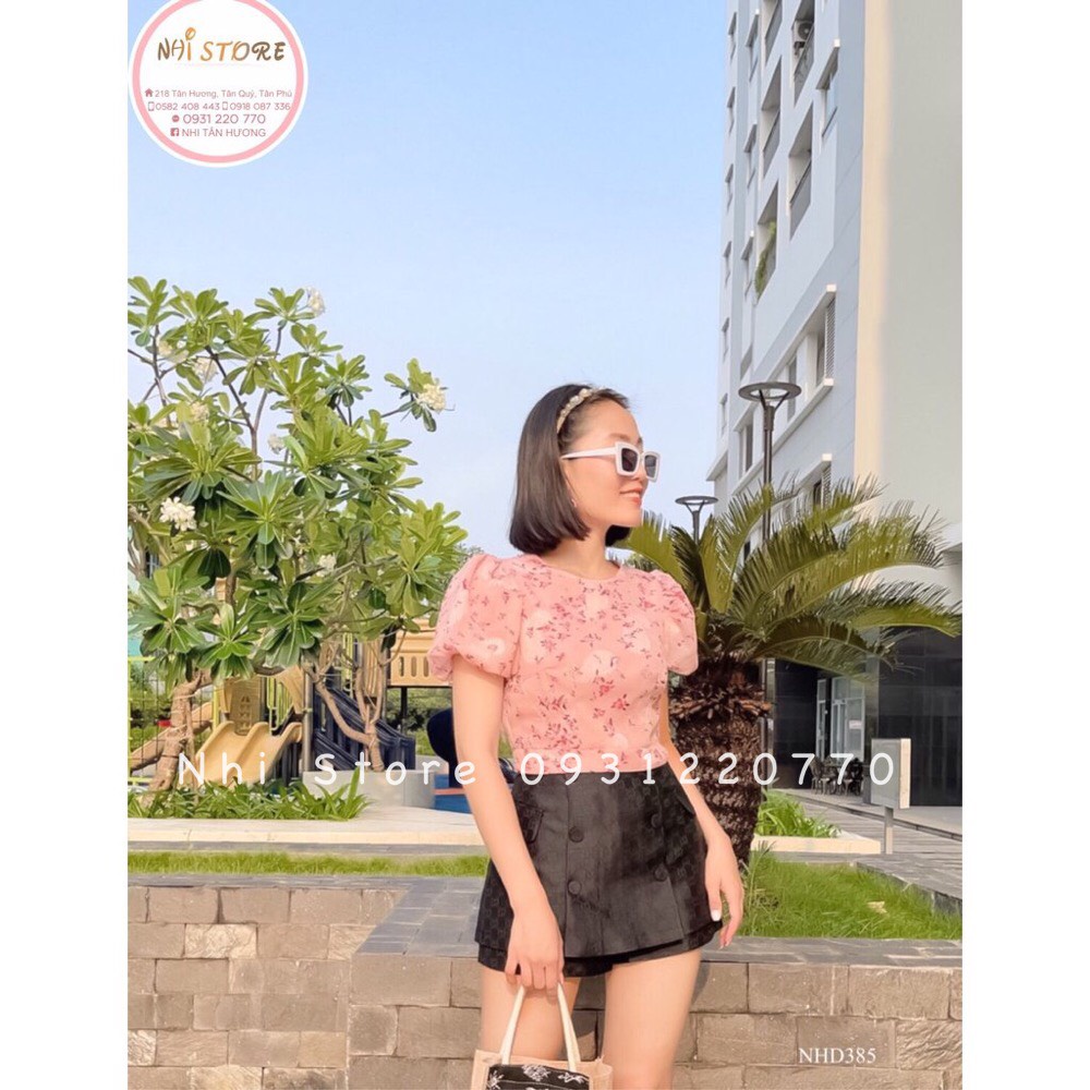 [FREESHIP 50K] Áo Crop NHISTORE Áo Crop Tay Phồng Cổ Tròn Chất Voan Bông Dưới 57Kg