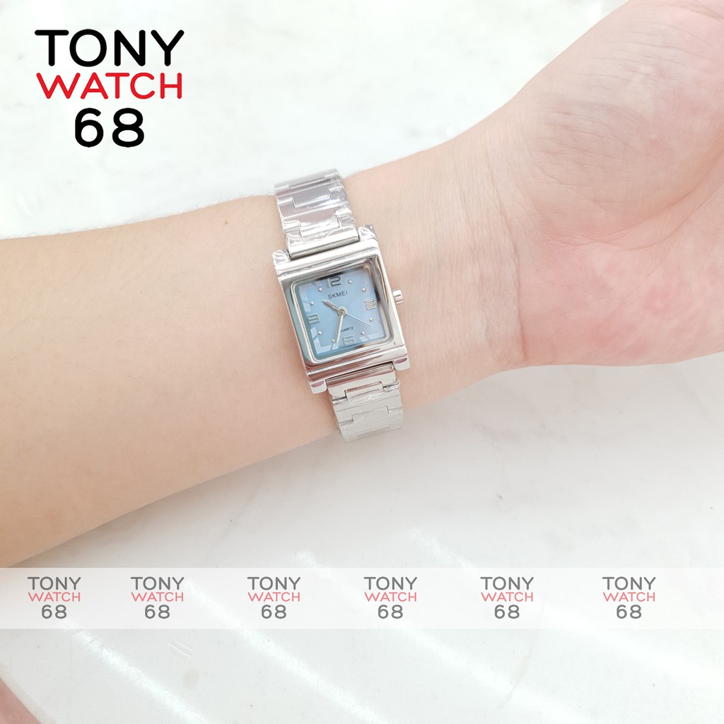 Đồng hồ nữ SKMEI mặt vuông dây kim loại mặt mini sang trọng chính hãng chống nước Tony Watch 68