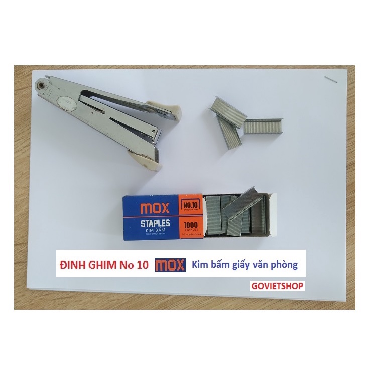 10 hộp Đinh ghim Số 10 MOX - kim U bấm giấy dùng trong văn phòng - No.10