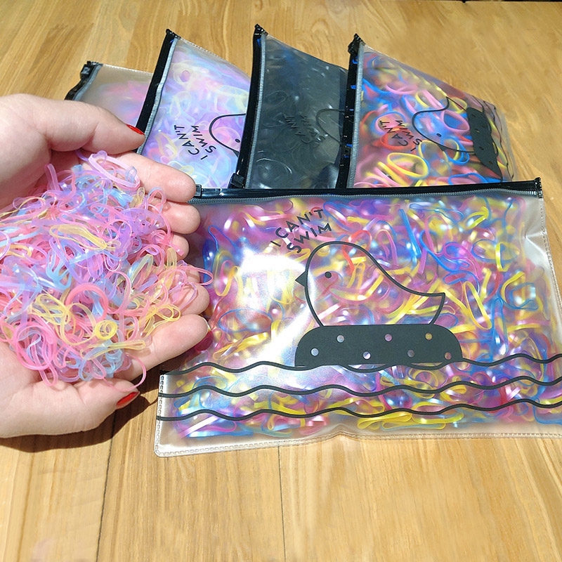 Bộ 500/1000 sợi dây buộc tóc co giãn nhiều màu cho nữ