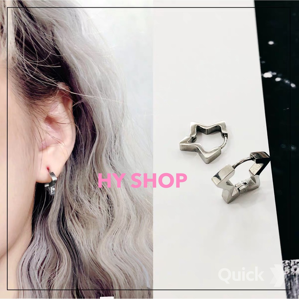 bông tai titan sao gập thép y tế không dị ứng-khuyên tai nam nữ cá tính-khuyên unisex không gỉ
