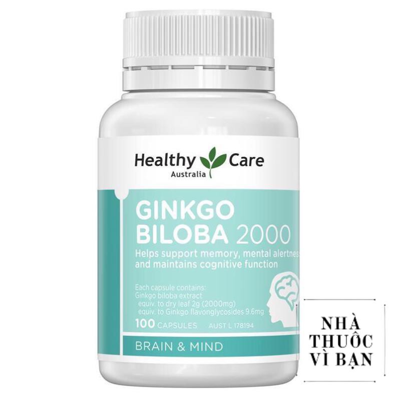 Bổ não Ginkgo Biloba 2000mg 100 viên Healthy Care, hàng Nội Địa ÚC