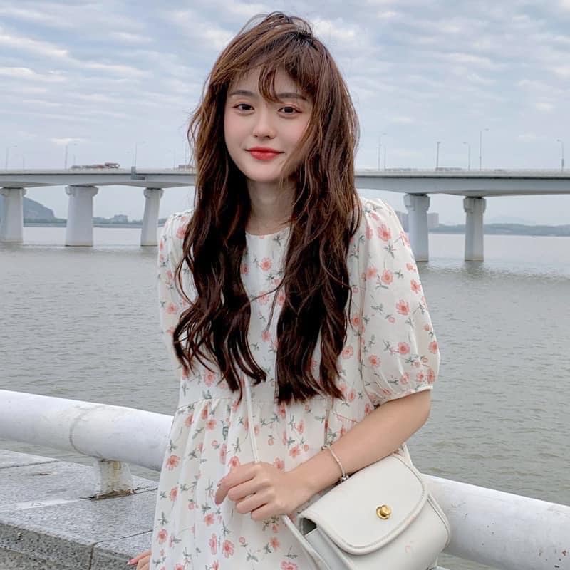 Đầm/váy Babydoll Hoa Nhí Tay Bồng Hoa Hồng, Hoa Cúc - V106