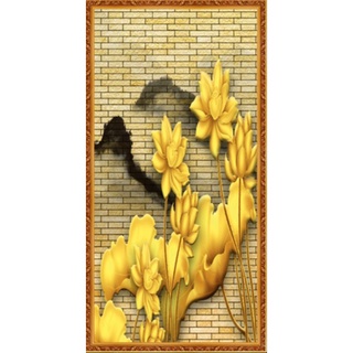 Tranh dán tường 3d Hoa Sen vàng cao 155cm ngang 80cm