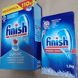 combo hộp viên rửa bát finish 110 viên và hộp muối làm mềm nước ( Đức ) viên tổng hợp bóng muối và bột