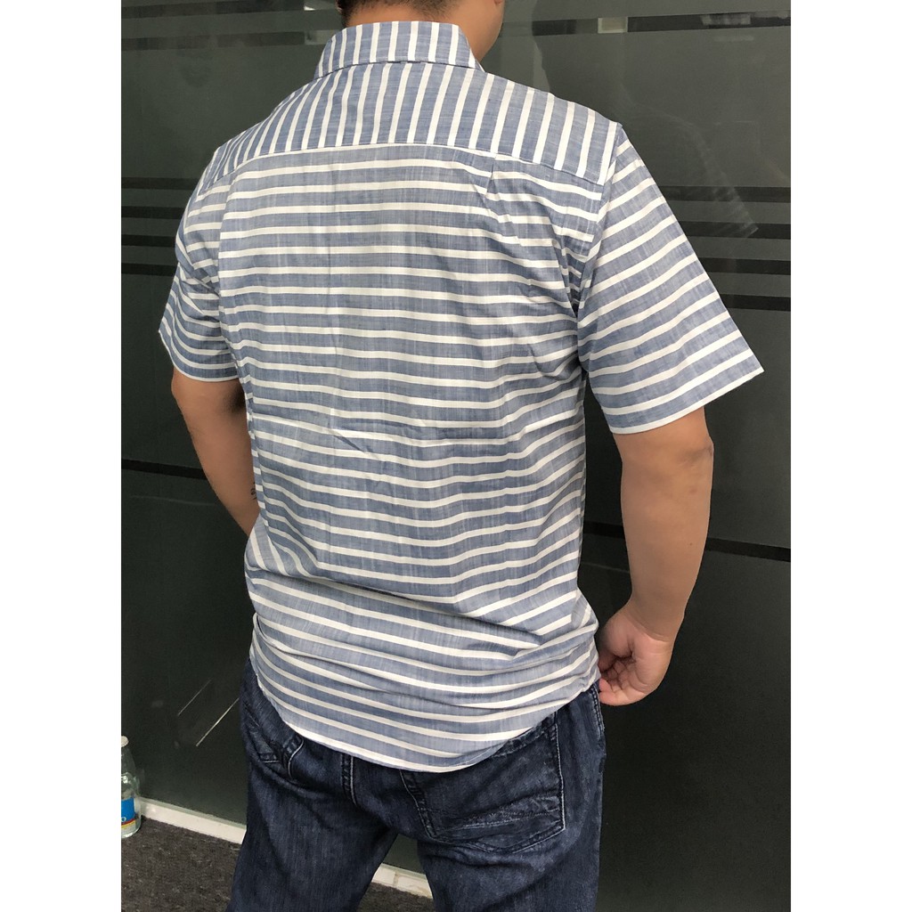 Áo sơ mi nam ngắn tay  SỌC NGANG XÁM - TRẮNG hàng Việt nam gia công xuất khẩu | BigBuy360 - bigbuy360.vn