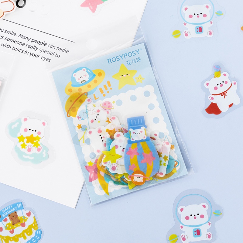 Set 40 miếng dán hình động vật hoạt hình đáng yêu chống thấm nước trang trí nhật ký DIY