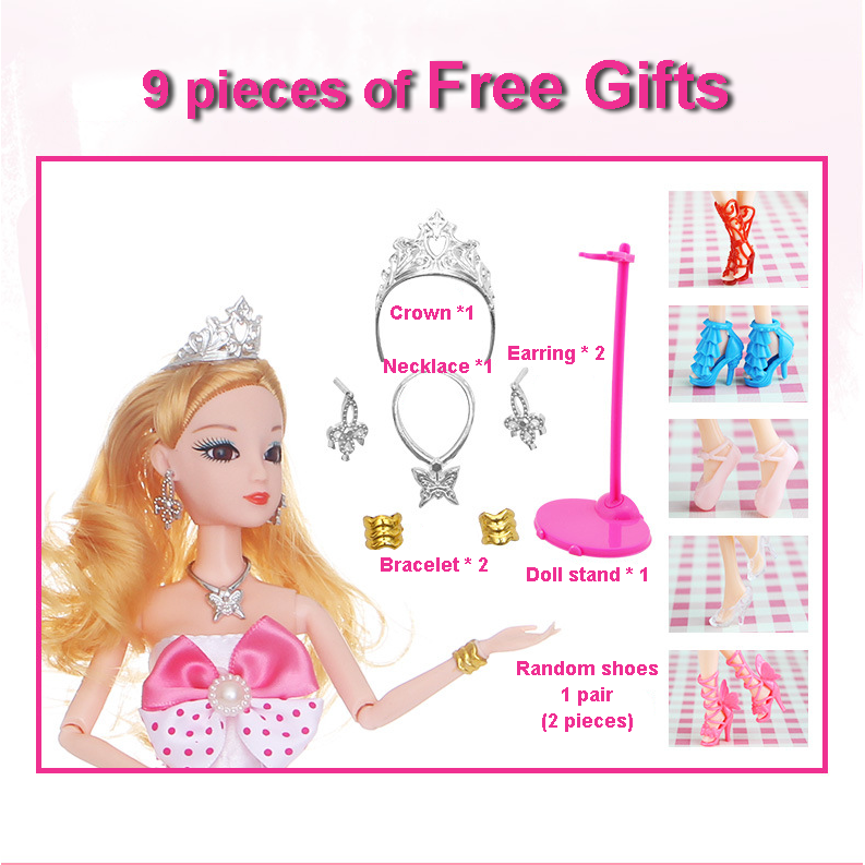 Lovely Barbie Doll Set  3D simulation princess doll play dress-up games girls gift