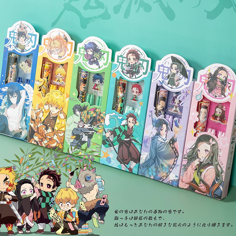 Bộ Bút Máy Kimetsu no Yaiba Có Hộp Mực Điều Chỉnh Tư Thế Ngòi EF Dễ Thương Cho Học Sinh Kamado Tanjirou Nezuko Agatsuma Zenitsu