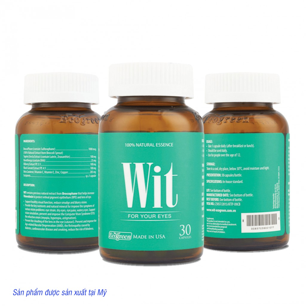 Wit - Bảo vệ võng mạc và thủy tinh thể. Tăng cường thị lực, giảm mờ, mỏi mắt