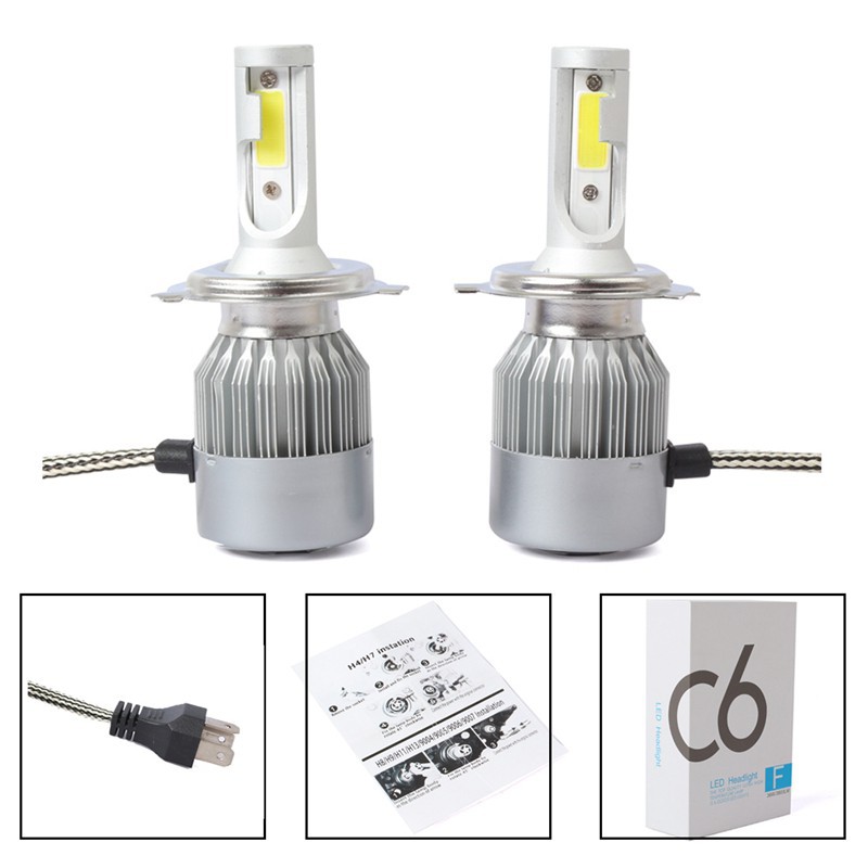 2 Bóng Đèn Pha C6 Led Cob H4 36w 7500lm Cho Xe Hơi đèn cảm ứng