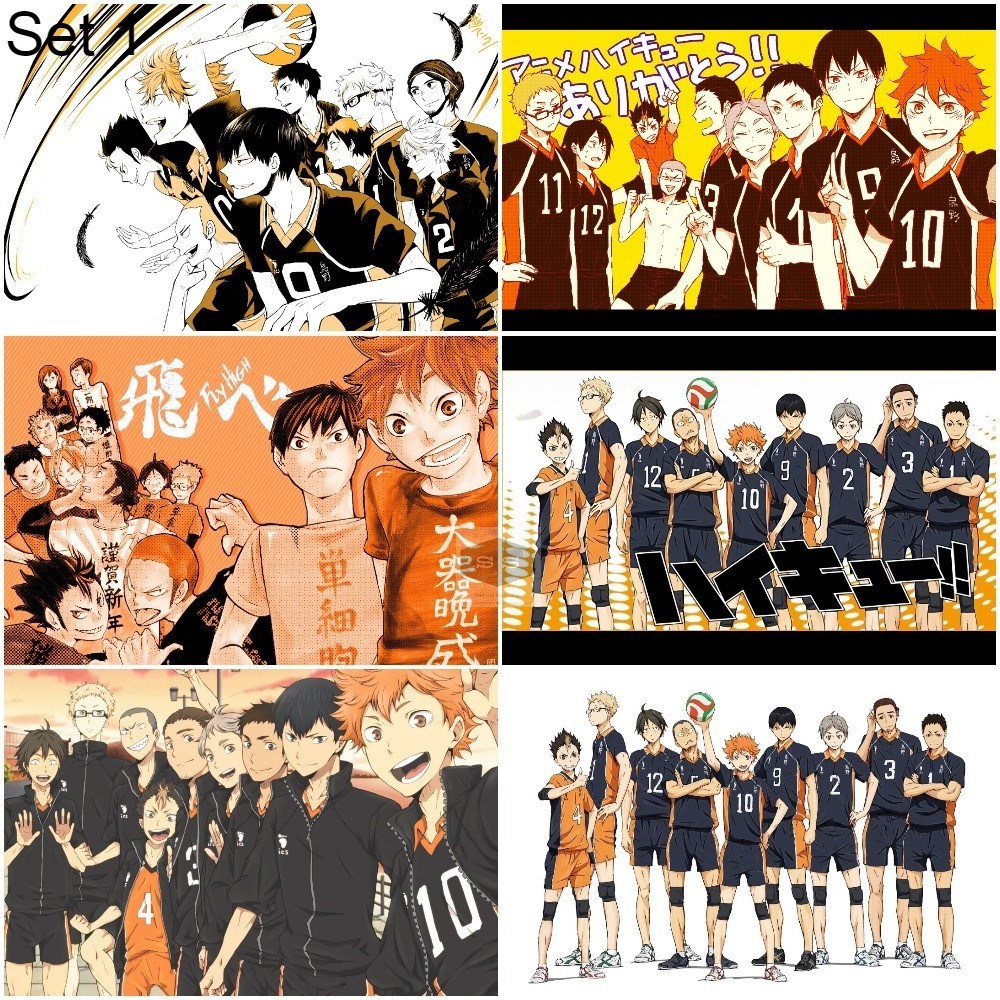 Bộ 6 poster decal dán in hình Anime Haikyuu!! Vua Bóng Chuyền A4, A5