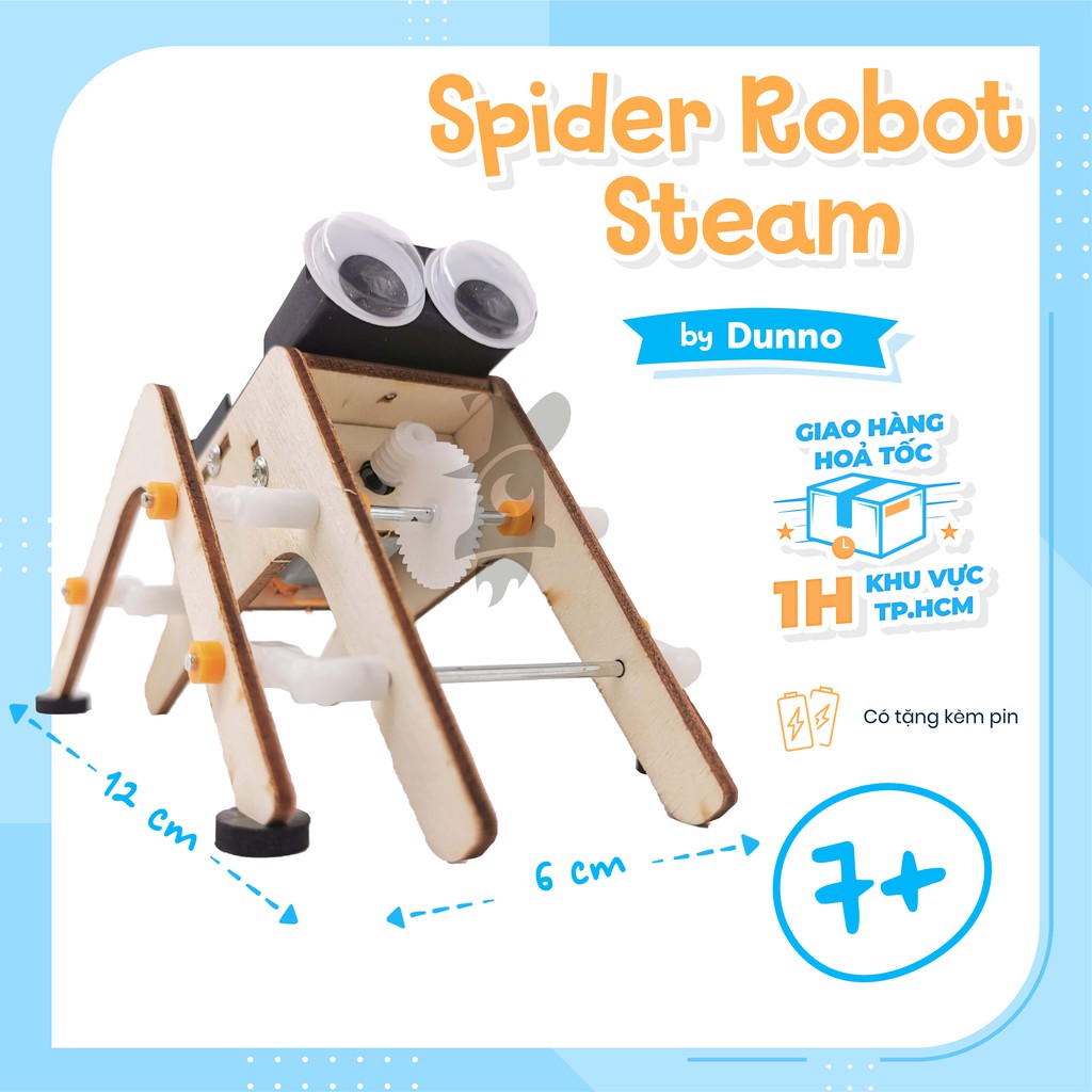 Đồ chơi Lắp ráp Gỗ STEAM Mô hình Robot nhện STEM Dunno
