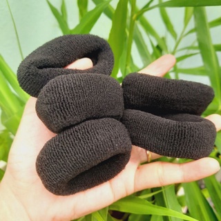 Túi 5 dây cột tóc trơn màu đen giãn nhiều (bản 2-3cm)