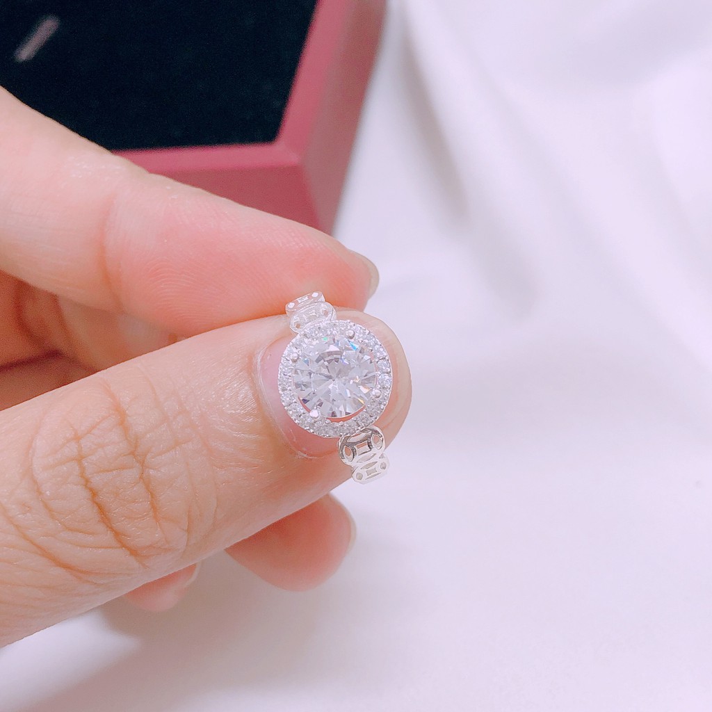 Nhẫn nữ bạc đẹp, nhẫn kim tiền mặt đá tròn may mắn - Bạc Bibi silver cam kết chất lượng, kèm bảo hành